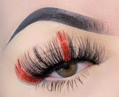 Wholesale New Style Full Strip Eyelashes 20mm Fluffy Faux Mink Colorful Eyelashes New Beautiful Glitter Eyelashes