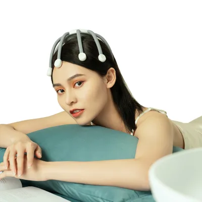 Automatic ABS+Silicone Head Massager Helmet with Dual Vibrating and Timing Control USB Rechargeable for Brain Relaxation
