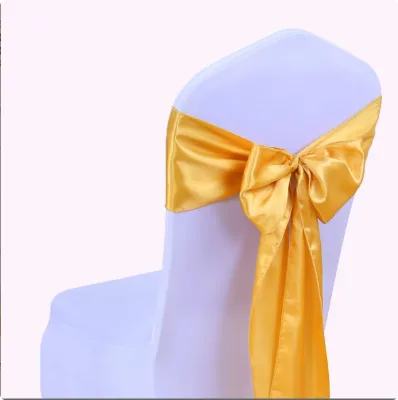 Wholesale Cheap Chair Covers Chair Sashes Orange Pre Tied Wedding Gold Chair Sashes Customized logo Plain Dyed