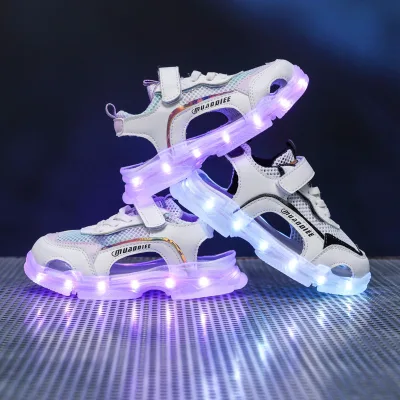 2023 Children's Sneakers Girls and Boys LED Luminous Sport Sandal Kids Lightweight Comfortable Casual Light up Shoes