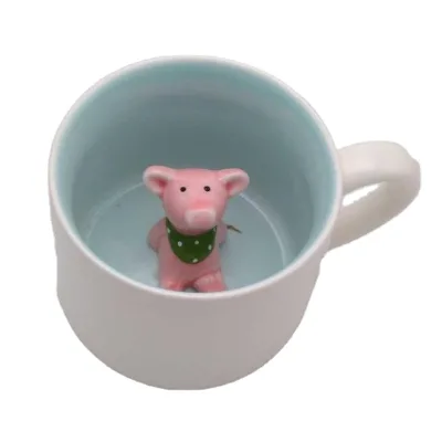 400ml Ceramic 3D Pig Teacup Hand Painted Morning Mug Eco-Friendly Classic including Spoon Customizable Packaging for Holidays Personalized