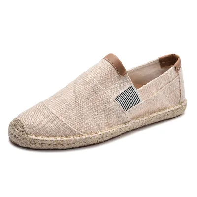 Low MOQ Customization Jute Sole Men's Espadrilles Slip on Canvas Shoes