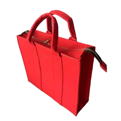 Cheap Custom Recyclable Wool Felt Shopping Bag Felt Tote Bag Women Hand Bag with Zipper