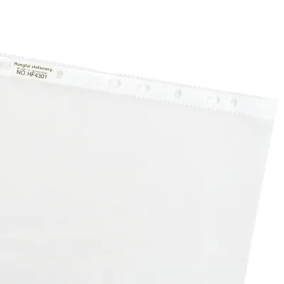11-Hole A4 PVC Loose-Leaf File Bag with Transparent Plastic Clip and White Information Strip Business Clip File Tray