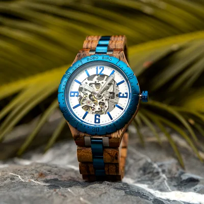 Fast Delivery China Original Movement Vintage Mechanism Luxury Automatic Stainless Steel Analog Wood Watch for Men