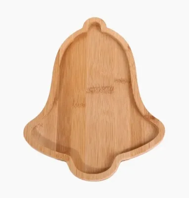 Cute Classic Bamboo Tray for Restaurant Snack Service Wood Christmas Tree Plate Separation for Party Tableware Candy Fruit