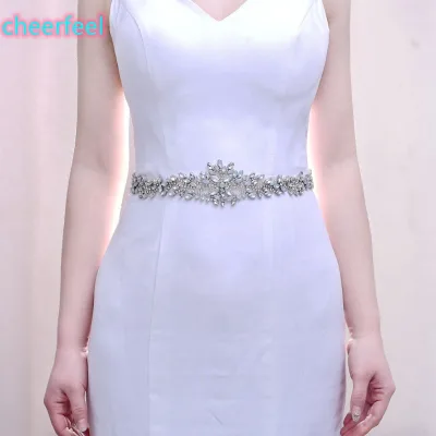 Cheerfeel RH-1152 Elegant Iron-on Backing Rhinestone Crystal Opals Applique Bridal Wedding Sash Belt