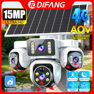 Yoosee AOV Solar 4G Sim Card 3Lens Camera Humanoid Tracking Detection Smart AI Wireless Audio Outdoor CCTV IP PTZ Camera