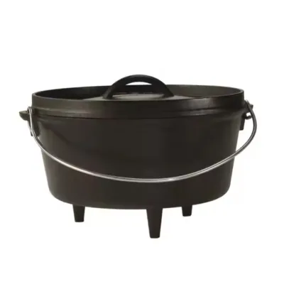 Cast Iron Dutch Oven with Enamel Coating Metal Lid Lifter & Storage Bag for Picnics for Camping