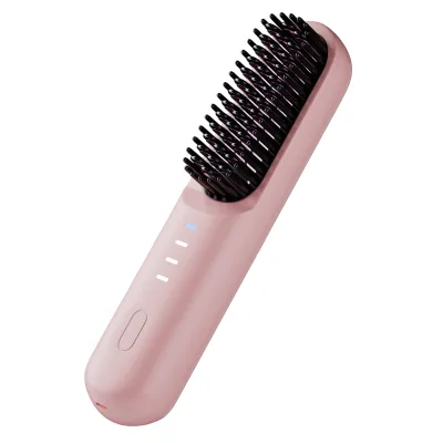 2026 New 4000mAh Hair Straightener Brush Wireless Hot Comb Portable Mini Hair Curler Type-C Electric Straightening Brush