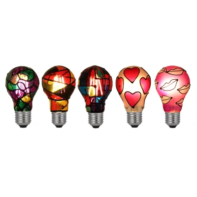 A19 Art Painting LED Lamp A19 Colored Glaze LED Filament Bulb A60 LED Filament Bulb A19 LED Painted Bulb