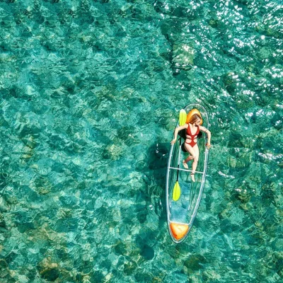 New Design Small Plastic Transparent Double Rowing Boats Crystal Canoe/kayak clear Bottom Kayak With Paddle