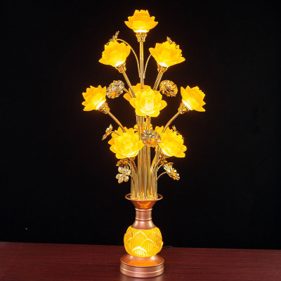 Lotus Table Lamp  Buddha Lamp Colored LED Household Living Room Buddhist Temple Lamp