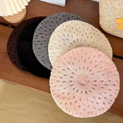 Fashion Handmade Woven Breathable Knitted Beret Hat for Women