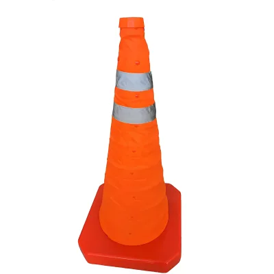 700mm LED Warning Light Collapsible PVC/Plastic High-Intensity Reflective IP68 Rated Safety Outdoor Folding Traffic Cones
