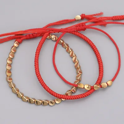 Handmade Wristband Rope Braided Macrame Woven  Red Thread Lucky Buddhist Tibetan  for Women Men