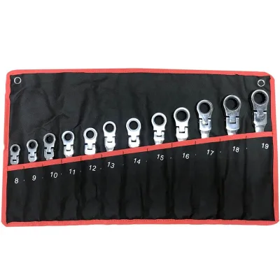 ATLI 12pcs Flexible Combination Wrenches with Storage Pouch,Socket Wrench Kit Steel Ratchet Hand Tool Kit for Car Repair
