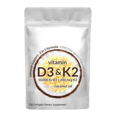 OME Best-selling Vitamin D3 K2 2-in-1 Soft Capsules with Coconut Oil Health Food Grade 2 Year Shelf Life