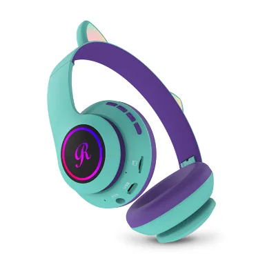 CT-66 Cat Ear LED Light up Kids Headphones with 85dB Volume Limiting for IPhone/iPad/Kindle/Laptop/PC/TV