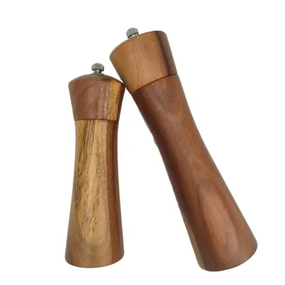 Hot Selling Acacia Ceramic Wood Color Manual Pepper Grinder Set Convenient Salt and Pepper Mill Wood Material