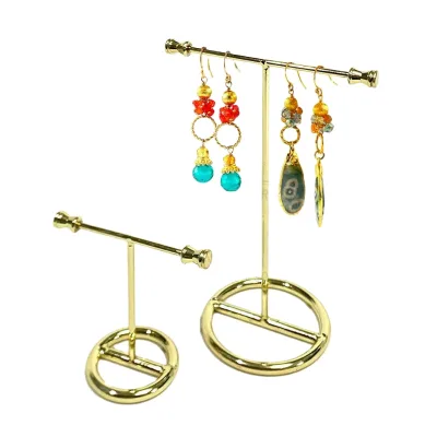 Steel Gold Metal Earring Display Stand-Durable Portable Modern T-Shape Jewelry Props for Jewelry Storage and Cases & Displays
