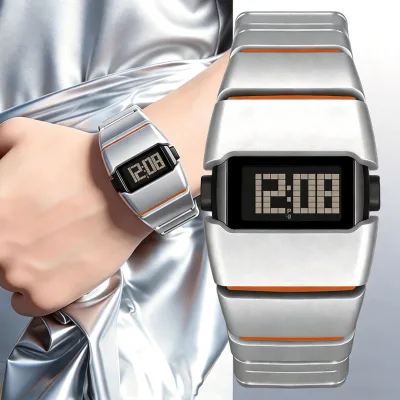 Hot Selling Retro Futuristic Fashion Luminous Plastic Band Waterproof Men's Quartz Watch With Pointer Display 3bar