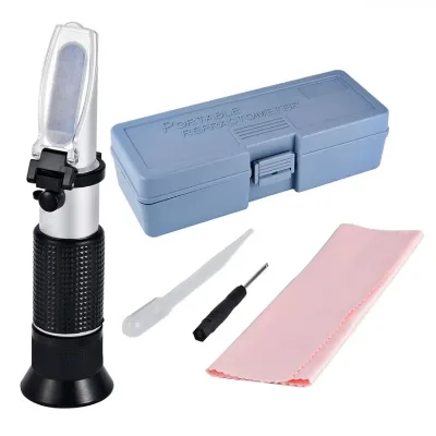 RHF-25ATC Hand Held 0-25 %wine Alcohol Refractometer 0-20 Baume Wine Alcoholometer (double Scales)adjustable Manual Focusing
