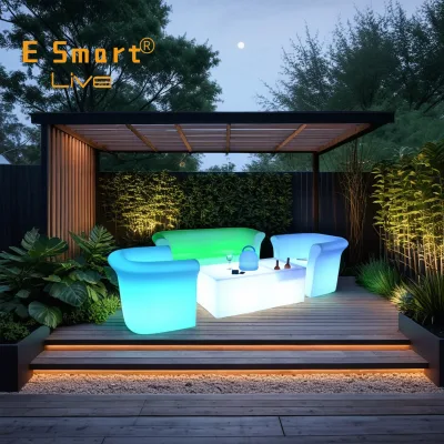 2025 Latest LED Light Living Room Furniture Sofa, Modern Leather Sofa Sets