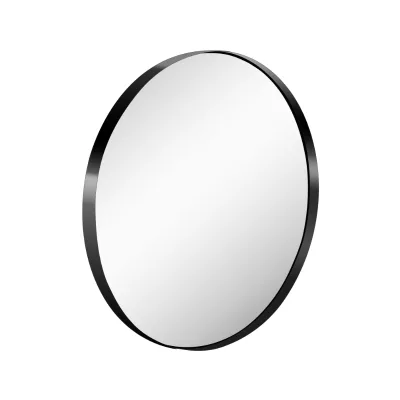 Popular 24 Inch Round Wall Mounted Decorative Mirror Metal Frame Best for Vanity Washrooms Bathroom Black