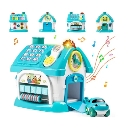 6 in 1 Multi Function Baby Learning Toys,Montessori Early Educational Toys for Toddlers With Sound Light Music Clock Phone Car