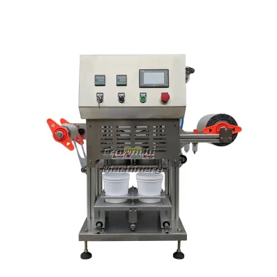 Vertical Commercial Pneumatic Semi-automatic One-out Two Wet Tissue Bucket Sealing Machine with Paper Packaging
