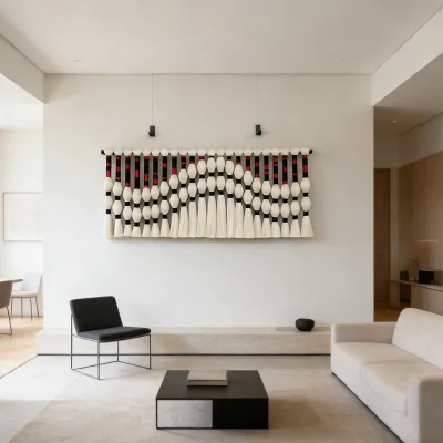 Modern Hand Knotted Macrame Wall Decor Tassel Wall Sculpture for Urban Penthouse Contemporary Luxury Homes
