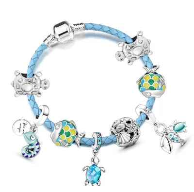 Boho New Leather Turtle Shell Bracelet With Turtle for Woman