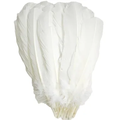 Natural Feather 25-30cm Bleached White Turkey Quill Feathers for Carnival Event Costumes Headdress Decoration