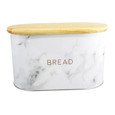 Glamorous European style marble bread bin bread box with wooden lid