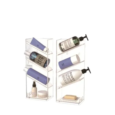 Customized Durable Acrylic Bathroom Storage Rack Transparent Four-Layer 20x10cm 250ml Capacity Desktop Toiletries Supplies