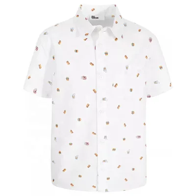Popular Summer Children Clothes Big Boys Short Sleeve Cotton Foodie Icon Print Shirt  Boys Shirts Child Clothes