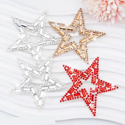 New Addrive Custom 6cm Star Shape Crystal Logo Patch Hotfix Rhinestone Patches for Garment Clothing Accessories