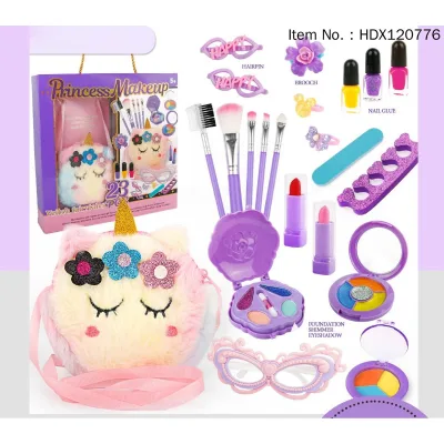 Customized Children Pretend Playing Gift Toy Beauty Fashion Pink Make up Bag Kids Makeup Kit for Girls