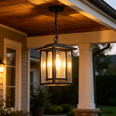 E26 LED Bulb Black Outdoor Pendant Light IP65 Waterproof Light Sensor Dimmable for Garden Landscape Decoration