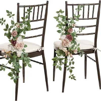 European American Outdoor Party Holiday Flower Arrangement Decorations New Wedding Chair Back Plastic Silk Flowers