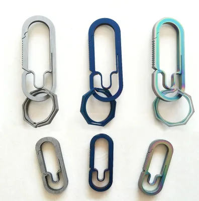 LFEDC T4 Titanium Metal Alloy Lightweight Durable Quality Grey Blue Rainbow Colors Small Big O Ring Carabiners for Outdoor Use