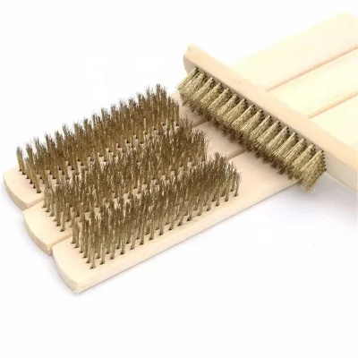 Row Wood Handle Wire Brush Copper Plated Brush Inner Polishing Grinding Cleaning Brush for Industrial Devices Surface
