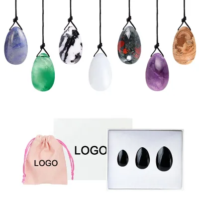 OEM 3 in 1 Wholesale Crystal Yoni Eggs Gia Certified With Box Black Obsidian Yoni Egg Jade Drilled Yoni Eggs