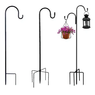 Source Factory Bulk-price Negotiation Wrought Iron Lawn Stakes Five-prong Outdoor Hooks Black Waterproof Shepherds Hooks