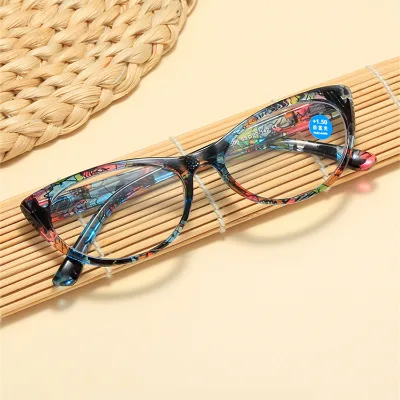 For Woman Cateye Multi Colors Floral Pattern Blue Light Blocking TV Books Computer 2023 Reading Glasses River Optical