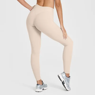 Women's High Waisted Naked Feel Yoga Leggings No Front Seam Tummy Control Butt Lifting Fitness Pants
