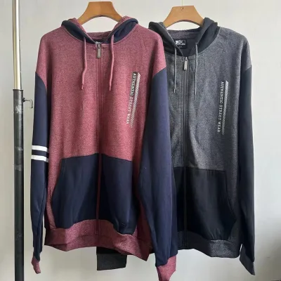 50%Cotton 50%Polyester Regular Sleeve Street Wear Fleece Zipper-up Men's String Hoodies