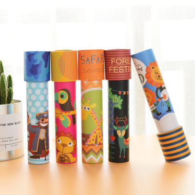 Customizable Cartoon Animal Pattern Optical Toy Paper Kaleidoscope for Children
