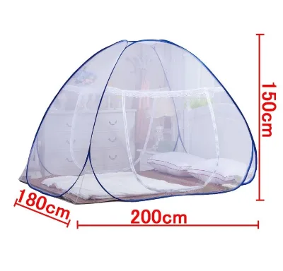 Double U Type Zip Foldable Portable Pop up Bed Mosquito Net Mongolia Yurt Mosquito Net Encrypted for 2 Doors